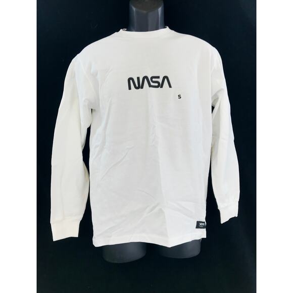Men's white cotton long sleeve T Shirt VANS NASA Astronaut da Vinci size S New - Picture 1 of 7